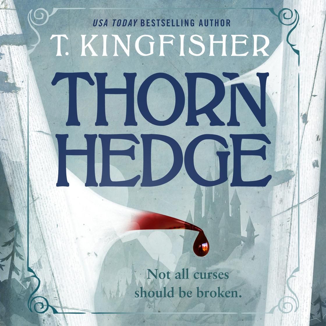 a graphic of the cover of Thornhedge by T. Kingfisher