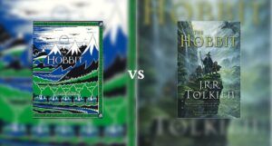 side by side images of The Hobbit book and comic editions