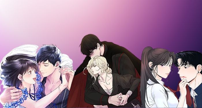 collage of prevoew images for three Korean webtoons