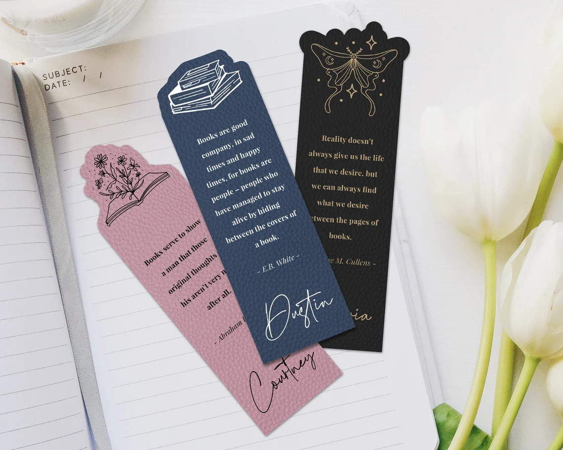 customizable leather bookmark