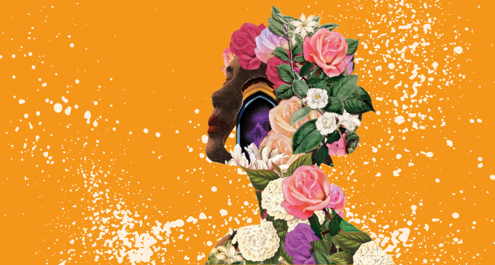 a face made up of flowers from the cover of The Haunting of Alejandra