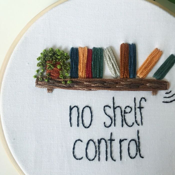 no shelf control embroidery pattern from flossandhoopshop