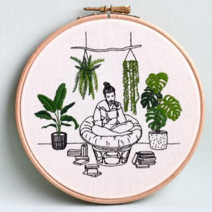 bookworm embroidery pattern by GirlGotThread