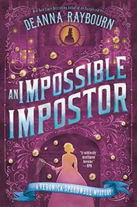 cover of An Impossible Impostor by Deanna Raybourn, showing the silhouette of a woman in a ballgown