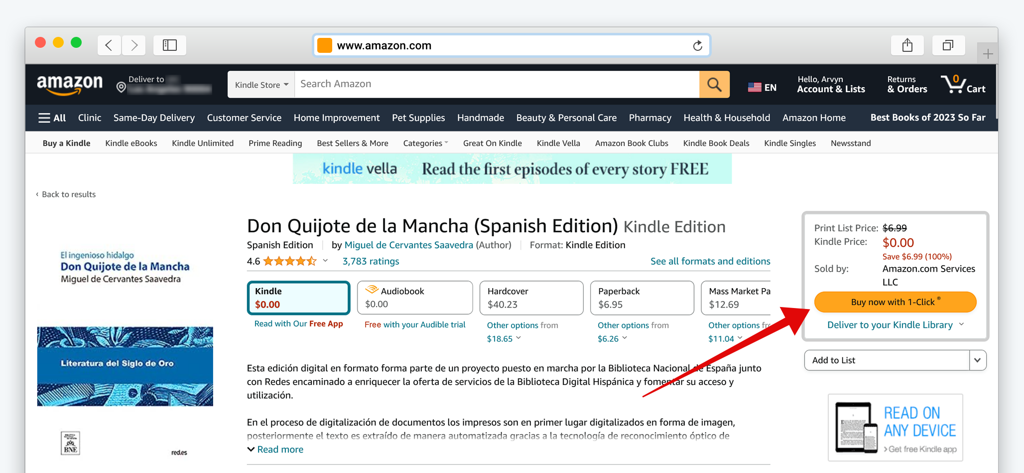 Amazon Kindle Store Ürün Listesinin Ekran Görüntüsü