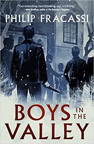 cover of Boys in the Valley; illustration of young men with weapons facing a large building
