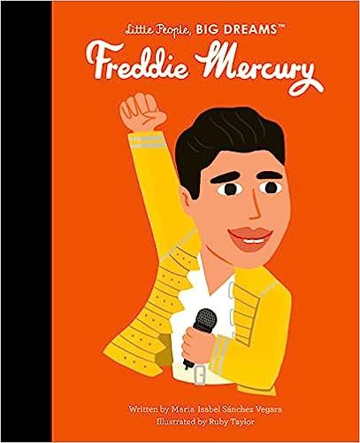 cover of Freddie Mercury by Maria Isabel Sanchez Vegara; illustration of Freddie Mercury in his famous yellow buckled jacket