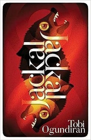 cover of Jackal, Jackal by Tobi Ogundiran; cover looks like a playing card with a jackal head at the top and the bottom like on a card
