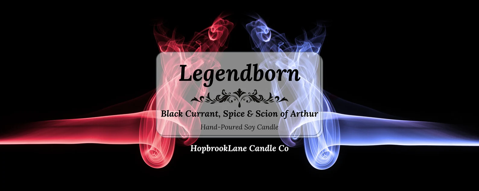 Black background with red and blue smoke has the word Legendborn written in the center.