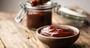 a photo of a dish of barbecue sauce