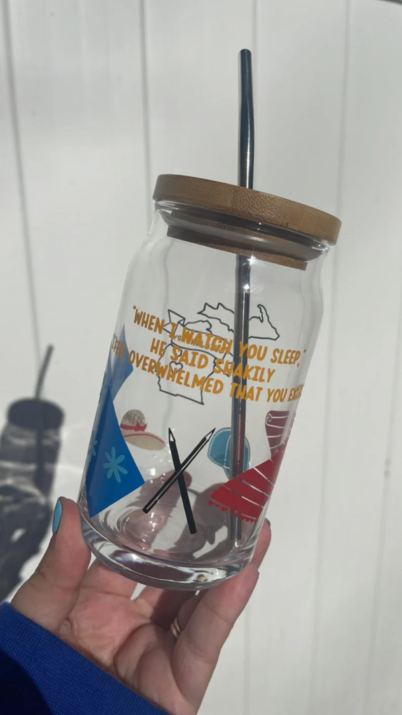 Beach Reads themed glass