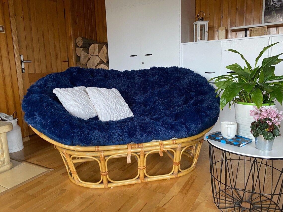 handmade fluffy rattan sofa