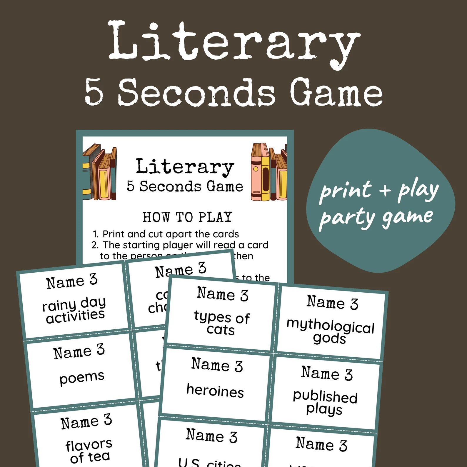 Image of Literary Five Seconds game