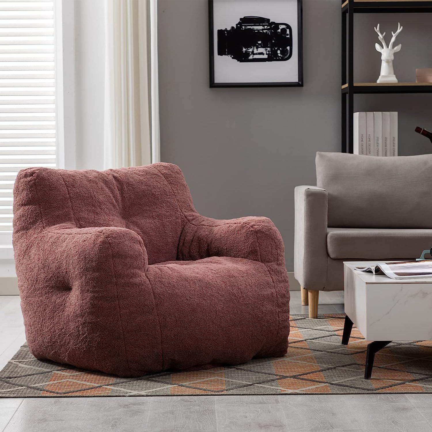 Soft reddish brown bean bag chair