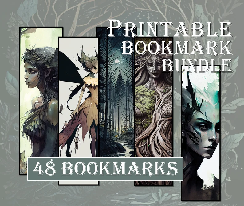 Printable fantasy bookmark bundle
