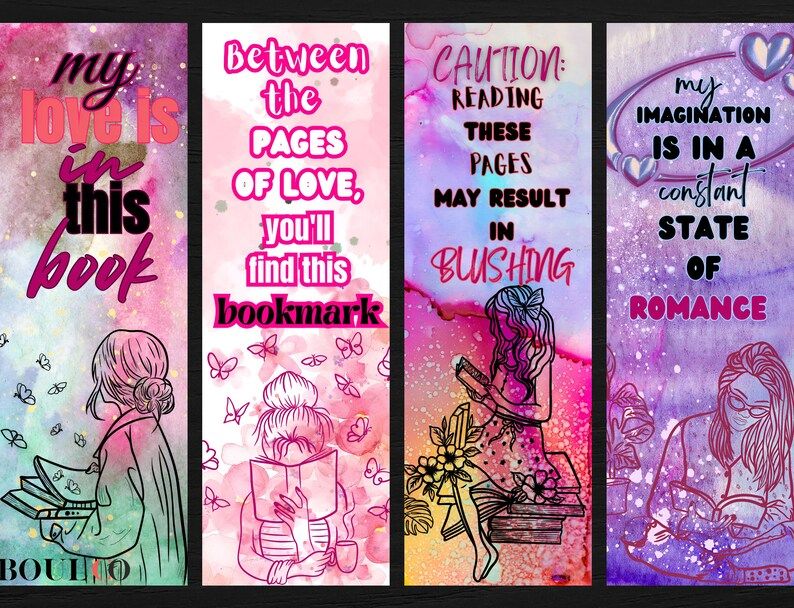 Set of printable romance bookmarks