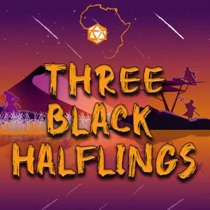the logo of the Three Black Halflings podcast 