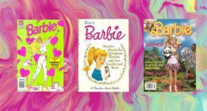 collage of a Barbie cook, comic, and magazine