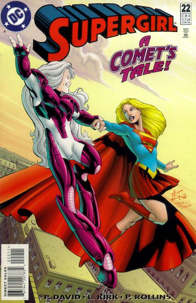 The cover of Supergirl #22, showing Supergirl and Comet flying hand in hand. The story is titled "A Comet's Tale!"