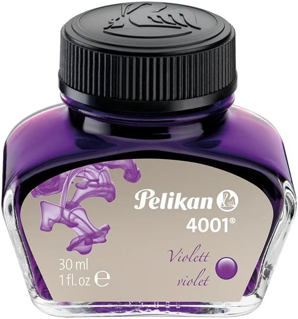 A jar of Pelikan brand purple ink. 