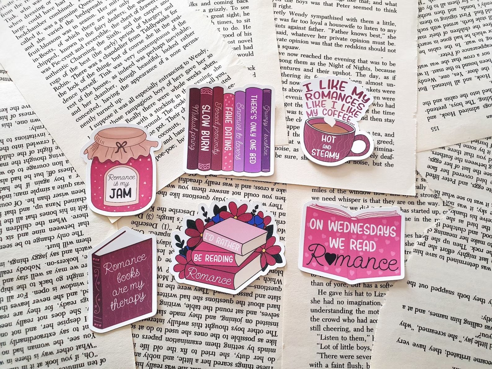 Romance Book Lover Stickers | Matte Vinyl Stickers, Romance is my jam, rather be reading romance, romance book tropes