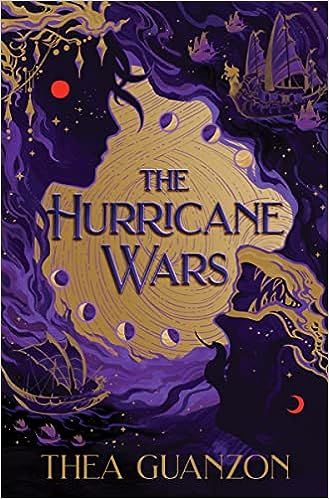 cover of the high fantasy romance book The Hurricane Wars by Thea Guanzon, swirling purple around gold