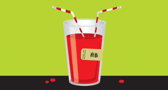 a cropped cover of Bloodsucking Fiends showing a glass of blood with two straws