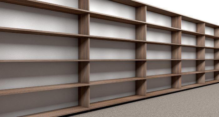 picture of empty bookshelves