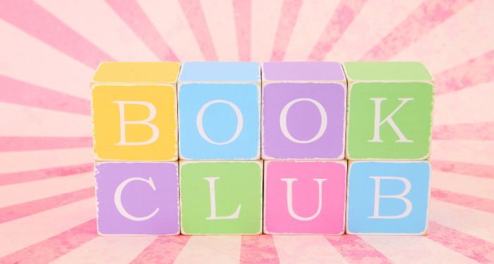 Image of colorful blocks spelling out the words "book club."