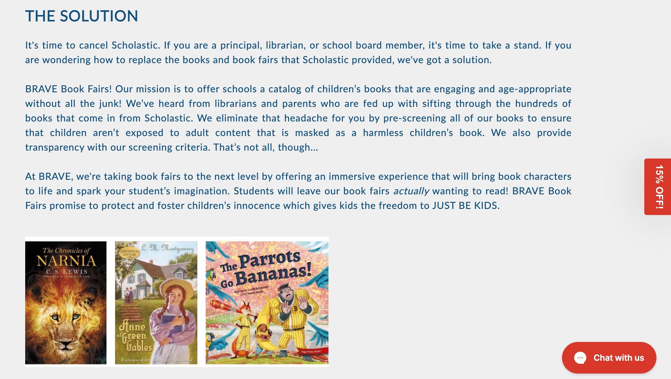 Screen shot from the brave books website about their new book fairs. 