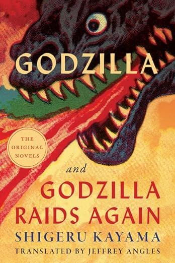cover of Godzilla and Godzilla Raids Again by Shigeru Kayama; illustration of the godzilla monster breathing flames