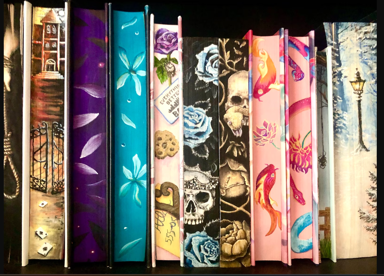 picture of custom sprayed book edges by Rainiegirl on Etsy