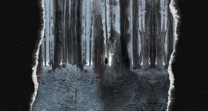 cropped cover of Wytches showing an illustration of a far-off figure in dark woods