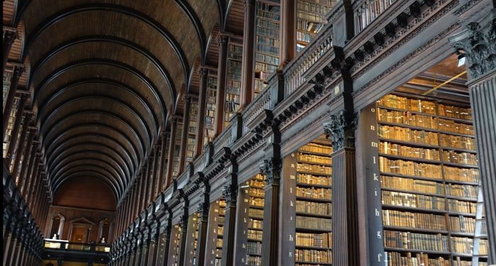 a library in Dublin, Ireland full of older books