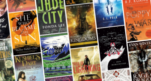 a collage of the debut fantasy book covers listed