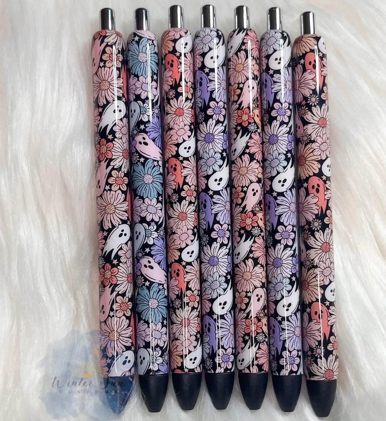 Floral patterned pens with ghosts