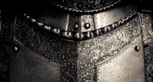 closeup image of the details of Medieval armor