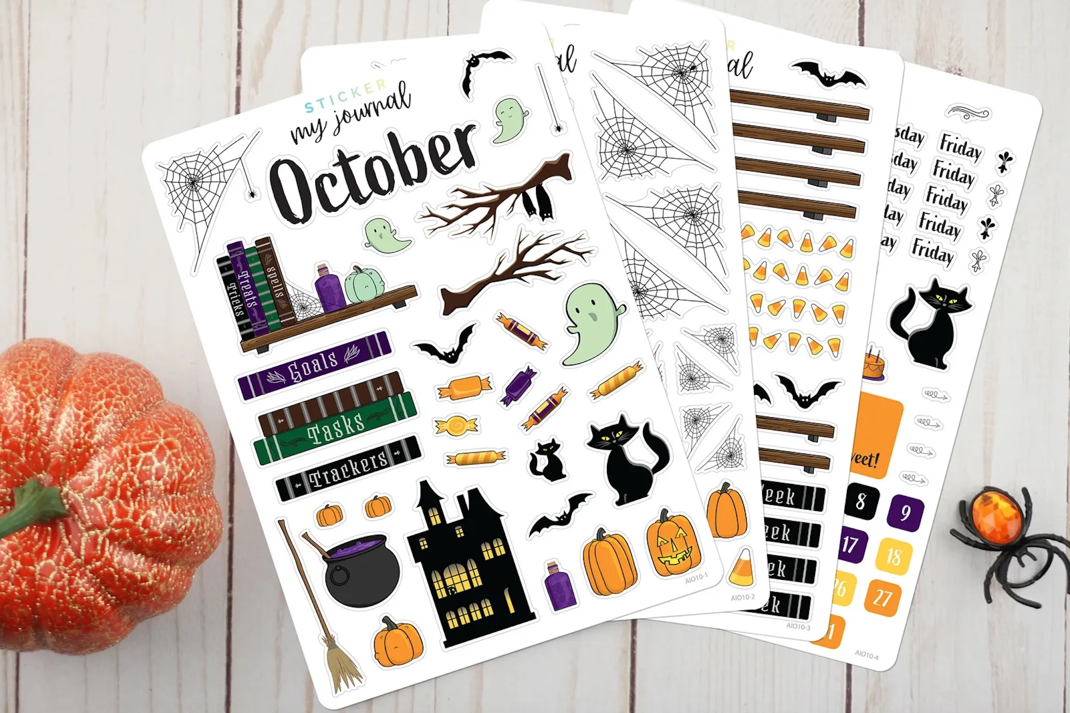 Sheets of Halloween themed stickers 