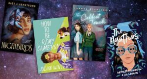 collage of four covers of YA books on sale this week