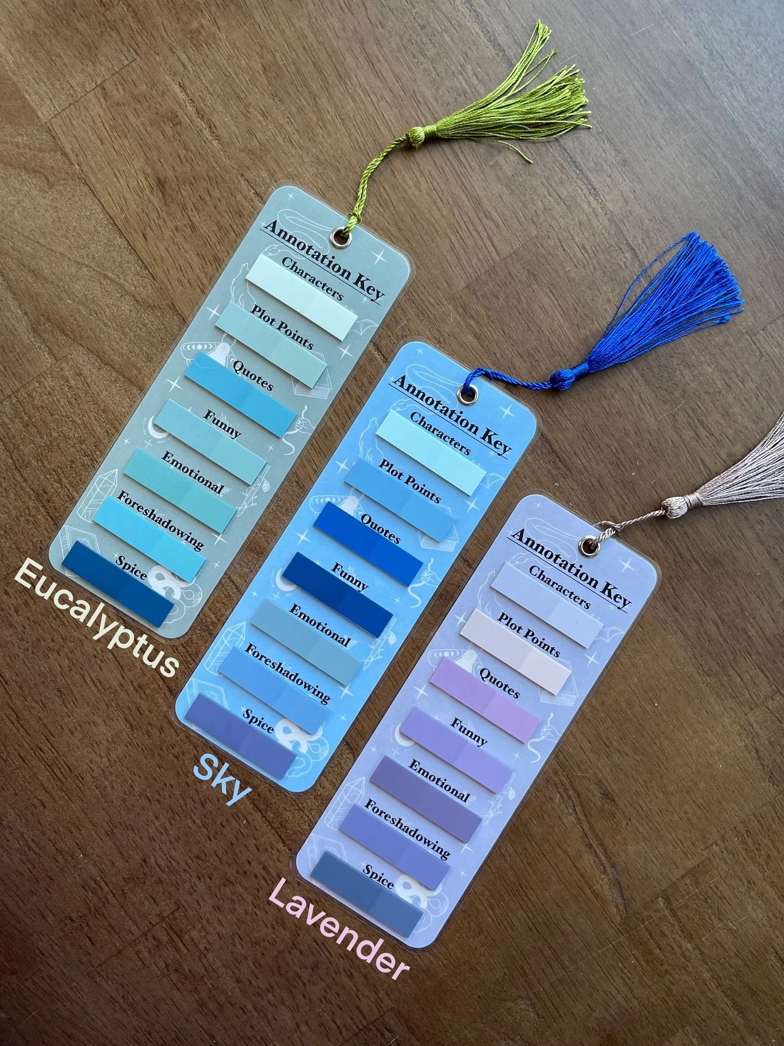 Annotation Bookmark with Tabs on a wooden table.