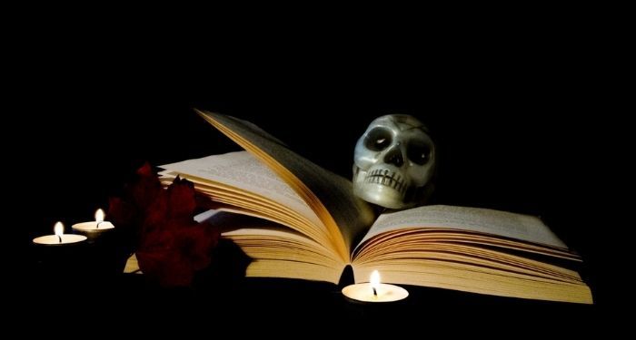 Image of a skull on top of an open book
