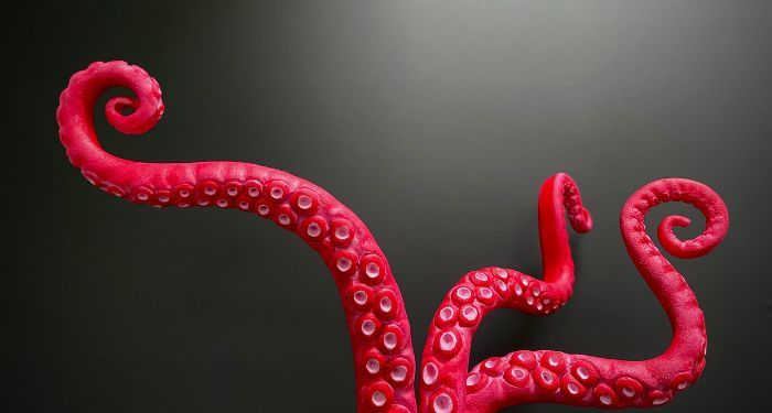 Image of red tentacles on a black background