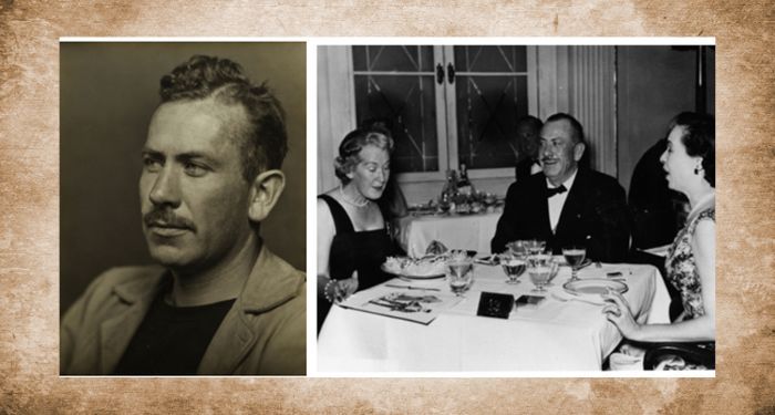 Image provided from Bonhams including Steinbeck headshot and photo with sister Mary