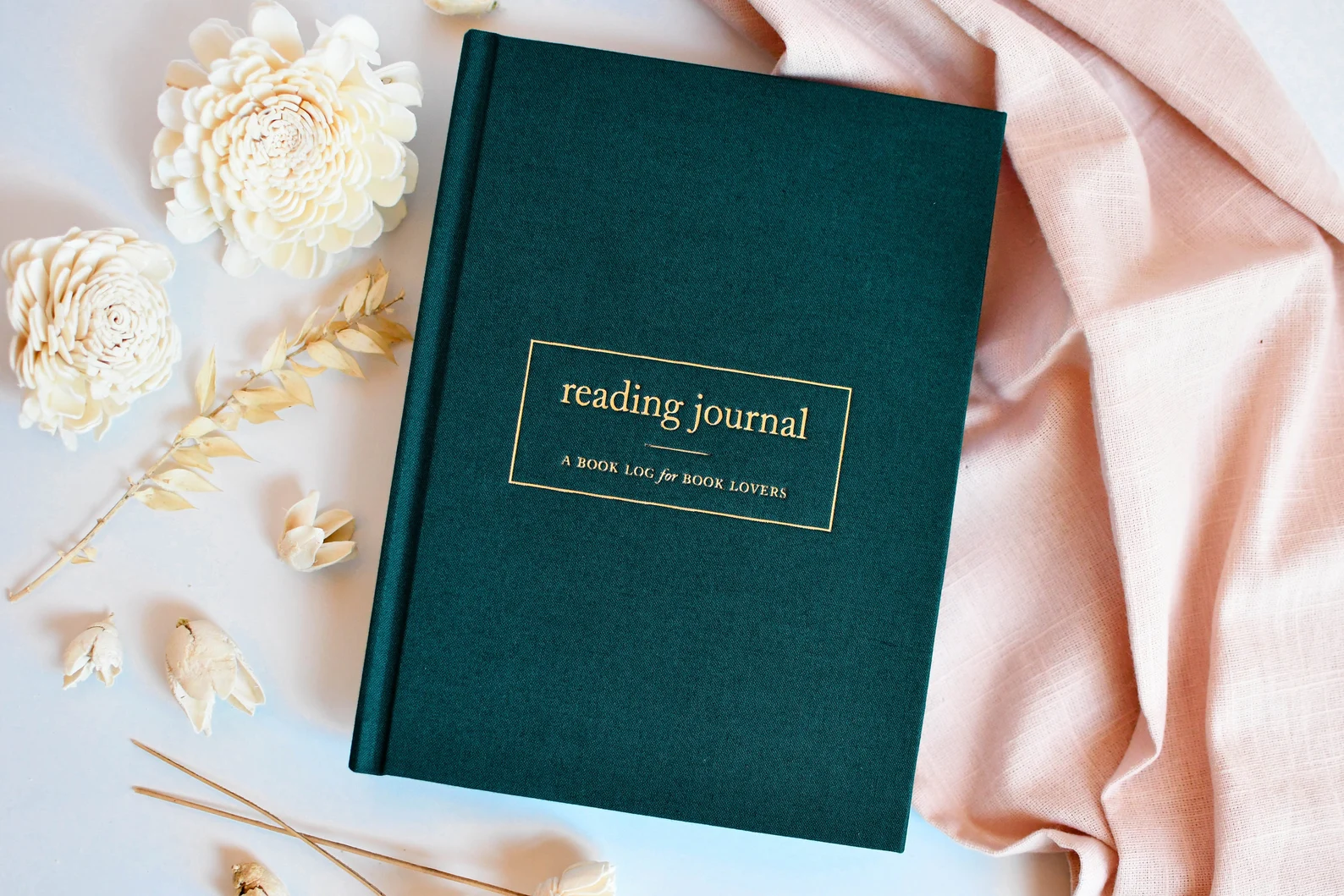 Image of a dark green reading journal