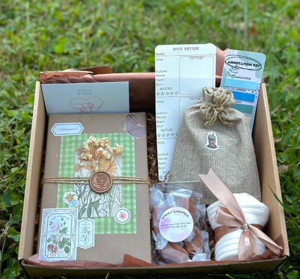 image of box gift set as a blind date with book including bookish stationery