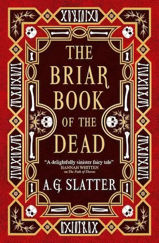 Cover image of The Briar Book of the Dead by A.G. Slatter, an ornate patterned design on a red background