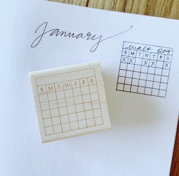 A stamp for keeping track of the habit you'd like to to track one the course of a  month.