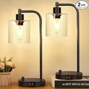 Set of 2 Industrial Table Lamps