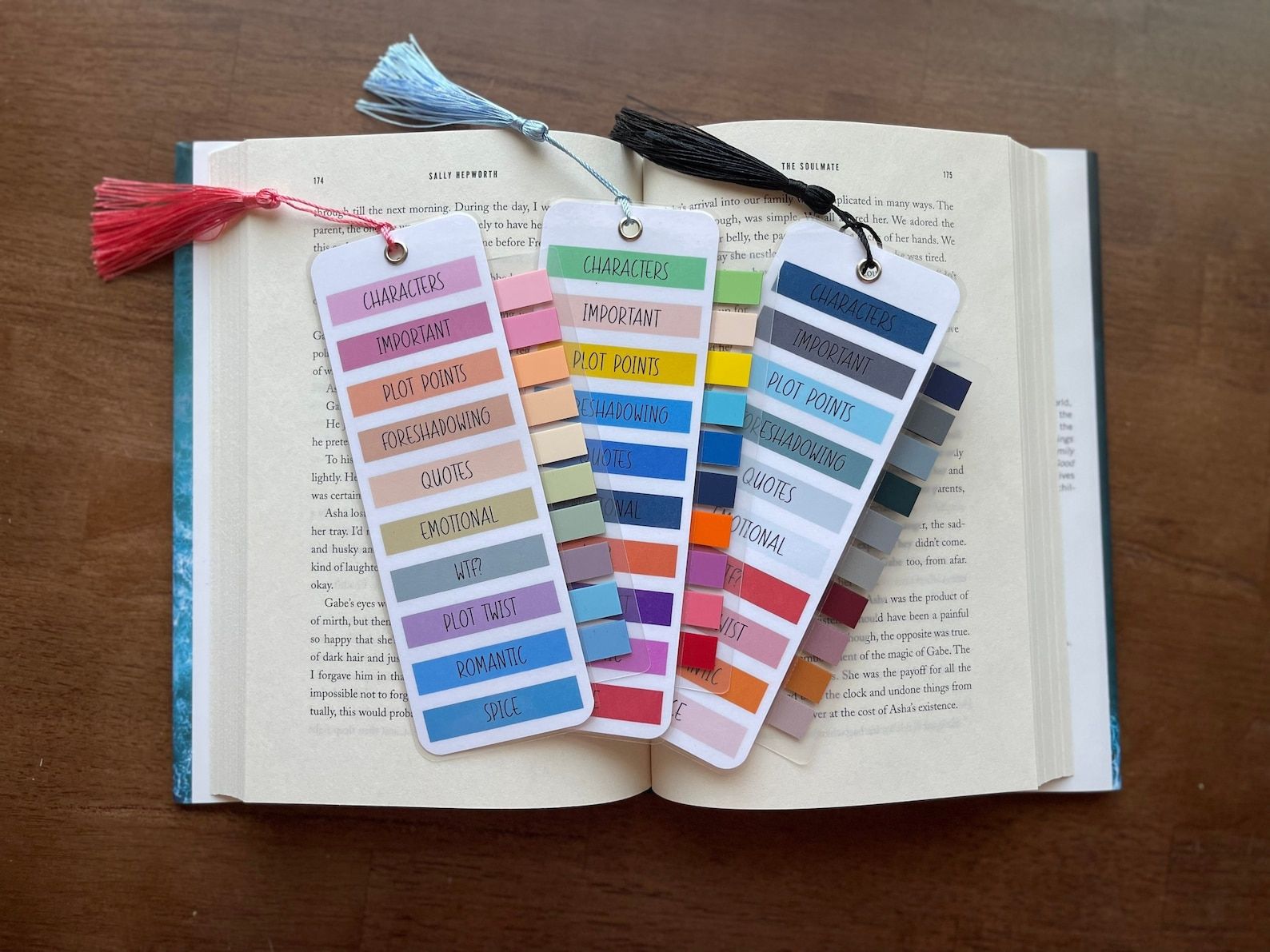 Bookmarks with an array of colorful flags