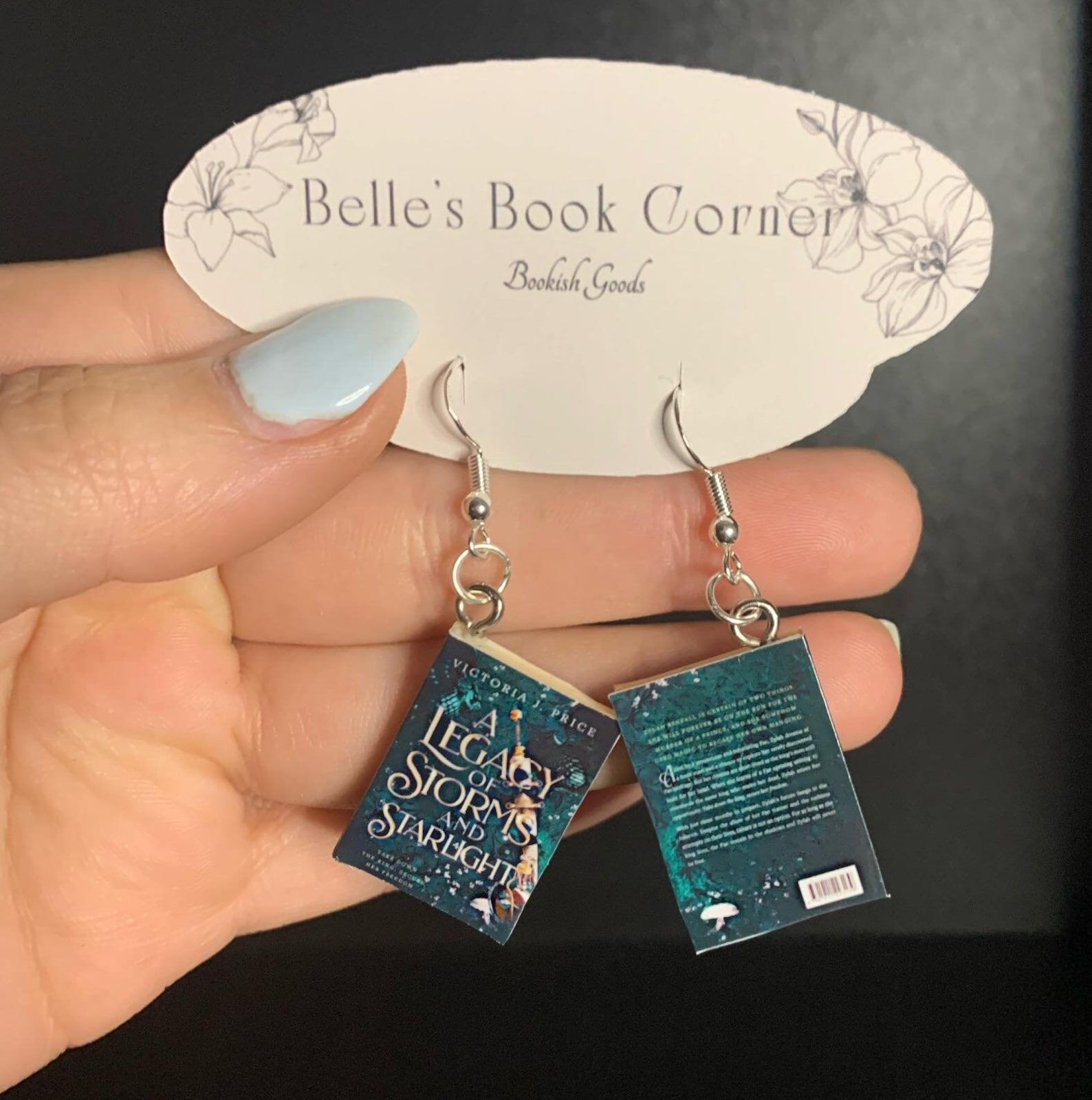 A set of earrings in the shape of books